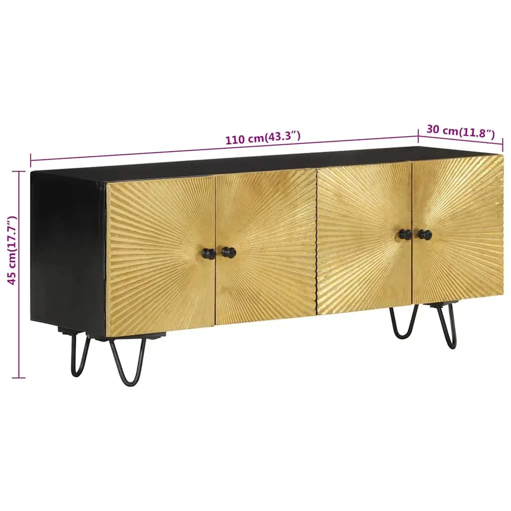 Solid Wood TV Cabinet 110x30x45cm Storage Unit with Doors Compartments