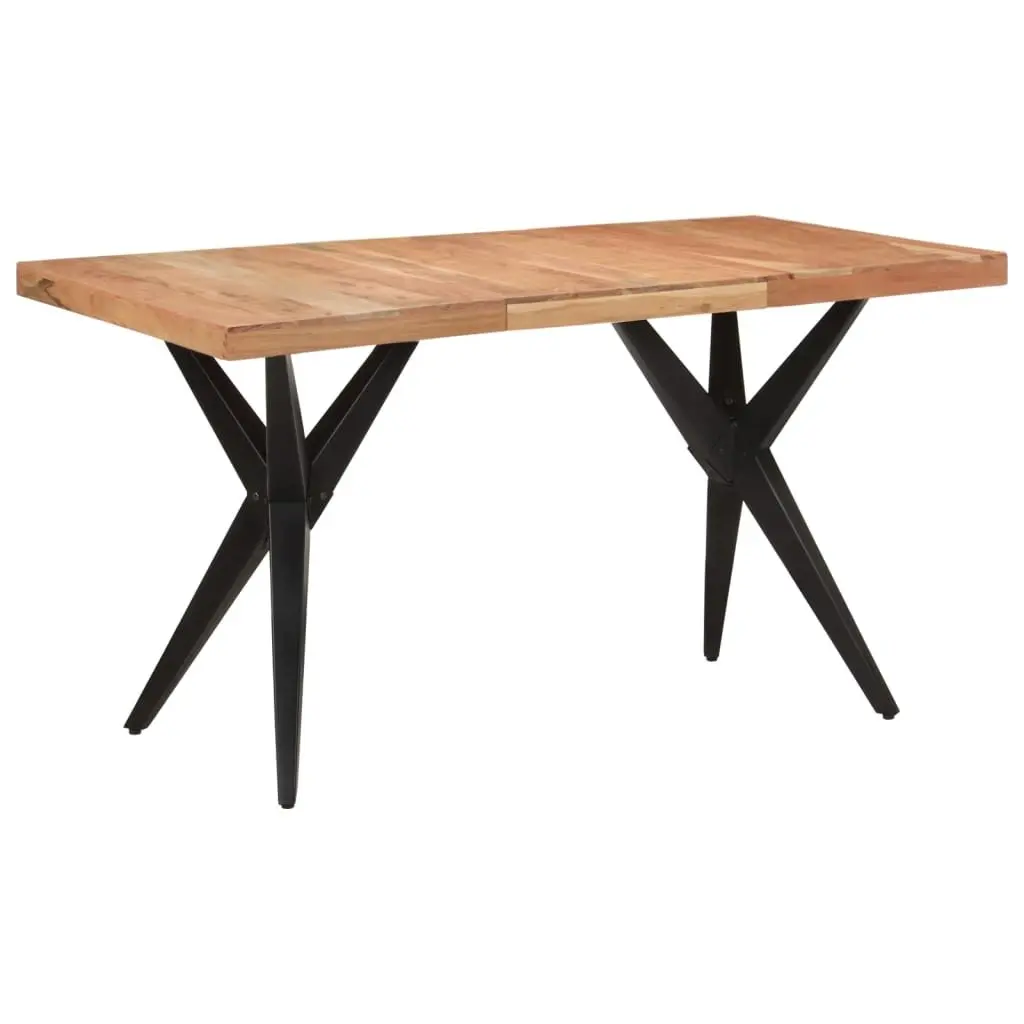 Dining Table Black 140x70x76cm Solid Acacia Wood Kitchen Furniture Industrial