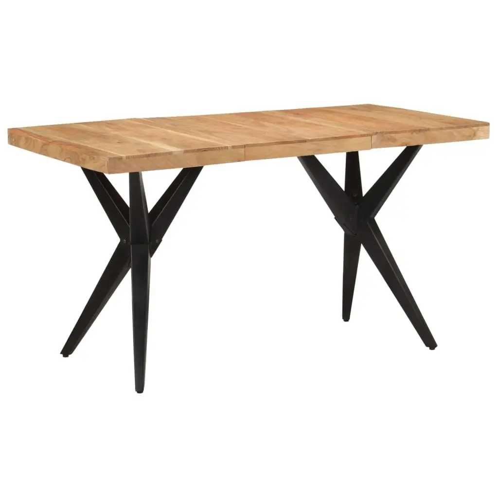 Dining Table Black 140x70x76cm Solid Acacia Wood Kitchen Furniture Industrial