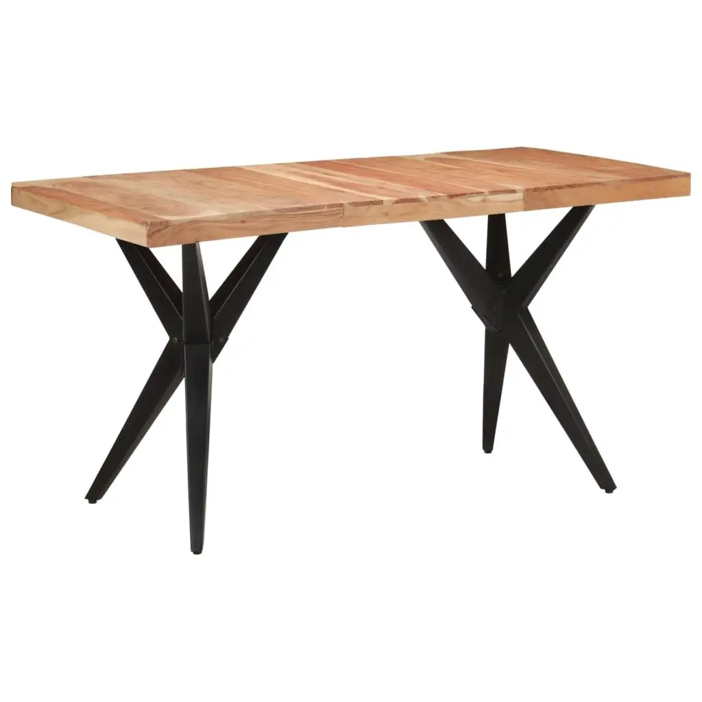 Dining Table Black 140x70x76cm Solid Acacia Wood Kitchen Furniture Industrial