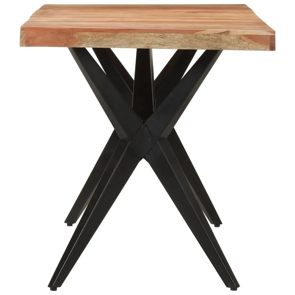 Dining Table Black 140x70x76cm Solid Acacia Wood Kitchen Furniture Industrial
