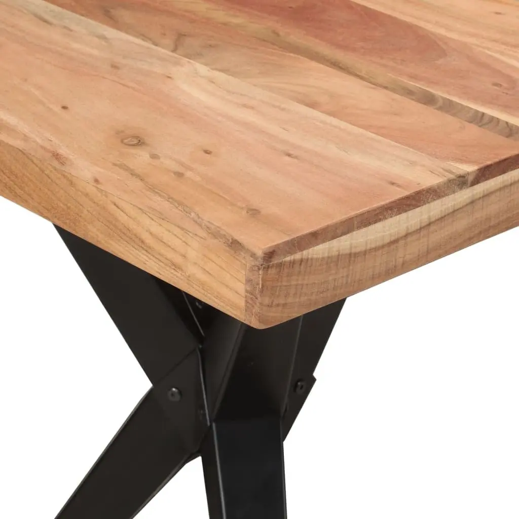 Dining Table Black 140x70x76cm Solid Acacia Wood Kitchen Furniture Industrial