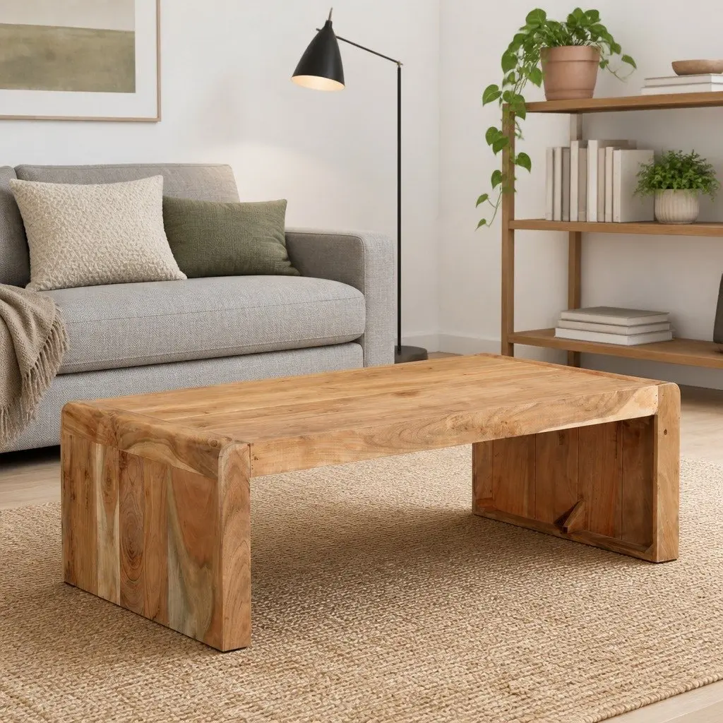 Coffee Table Living Room 110x55x35 cm Solid Acacia Wood Brown Farmhouse
