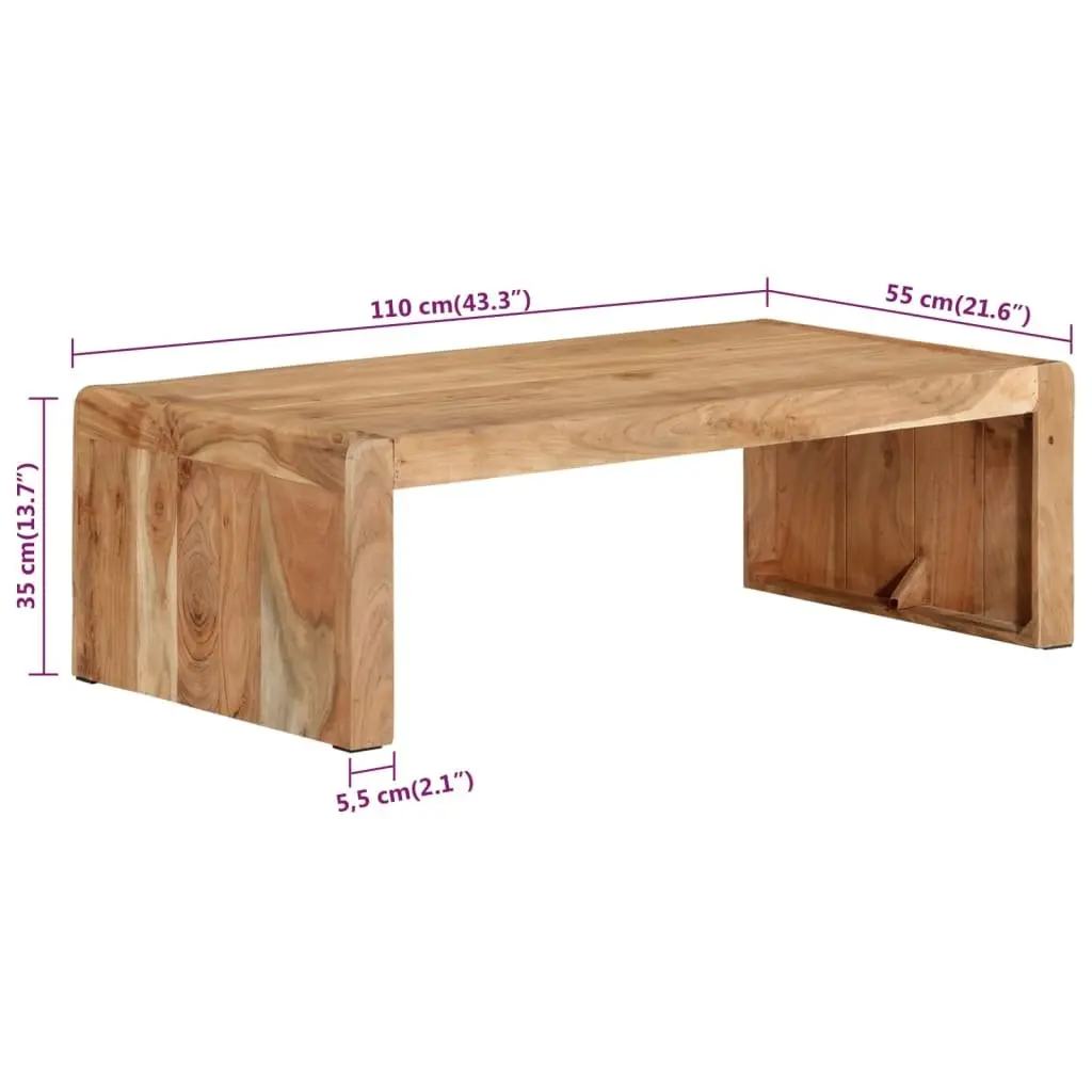 Coffee Table Living Room 110x55x35 cm Solid Acacia Wood Brown Farmhouse