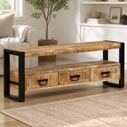 Dimensions 120x30x45 cm Solid Mango Wood TV Cabinet