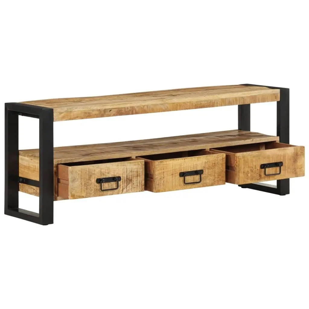 Solid Wood TV Cabinet for Living Room 120x30x45 cm Brown Mango Media Storage Unit with Drawers