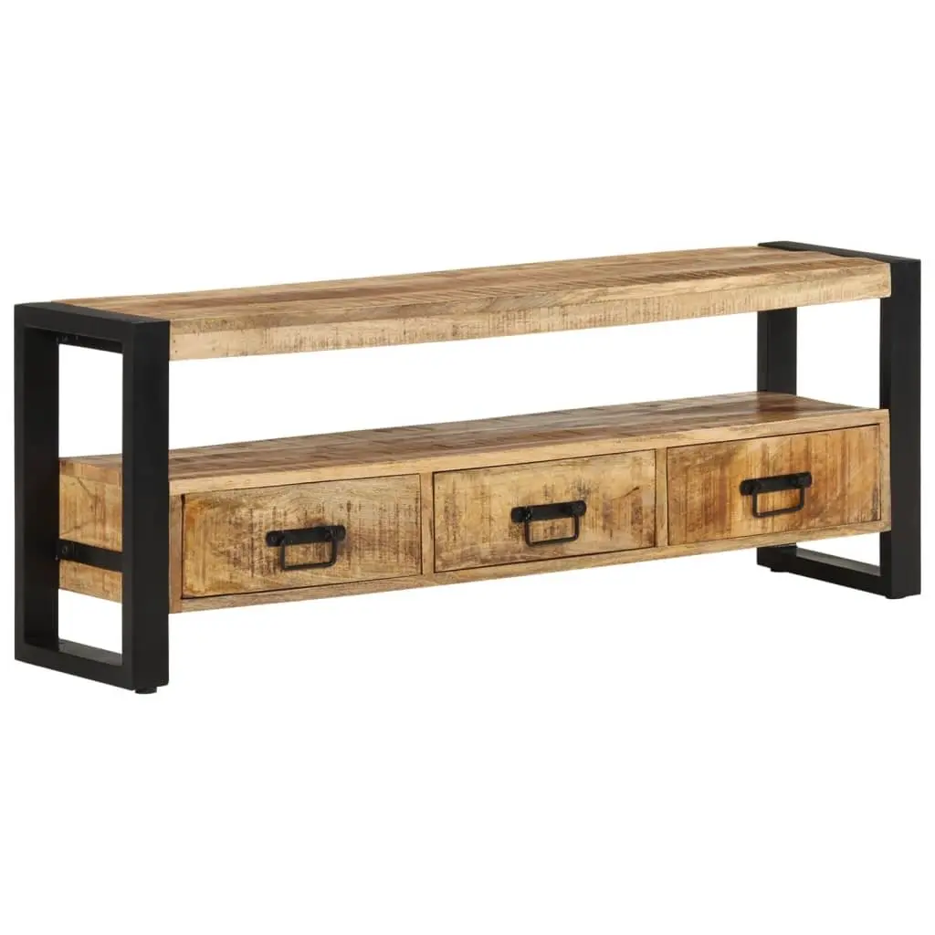 Solid Wood TV Cabinet for Living Room 120x30x45 cm Brown Mango Media Storage Unit with Drawers
