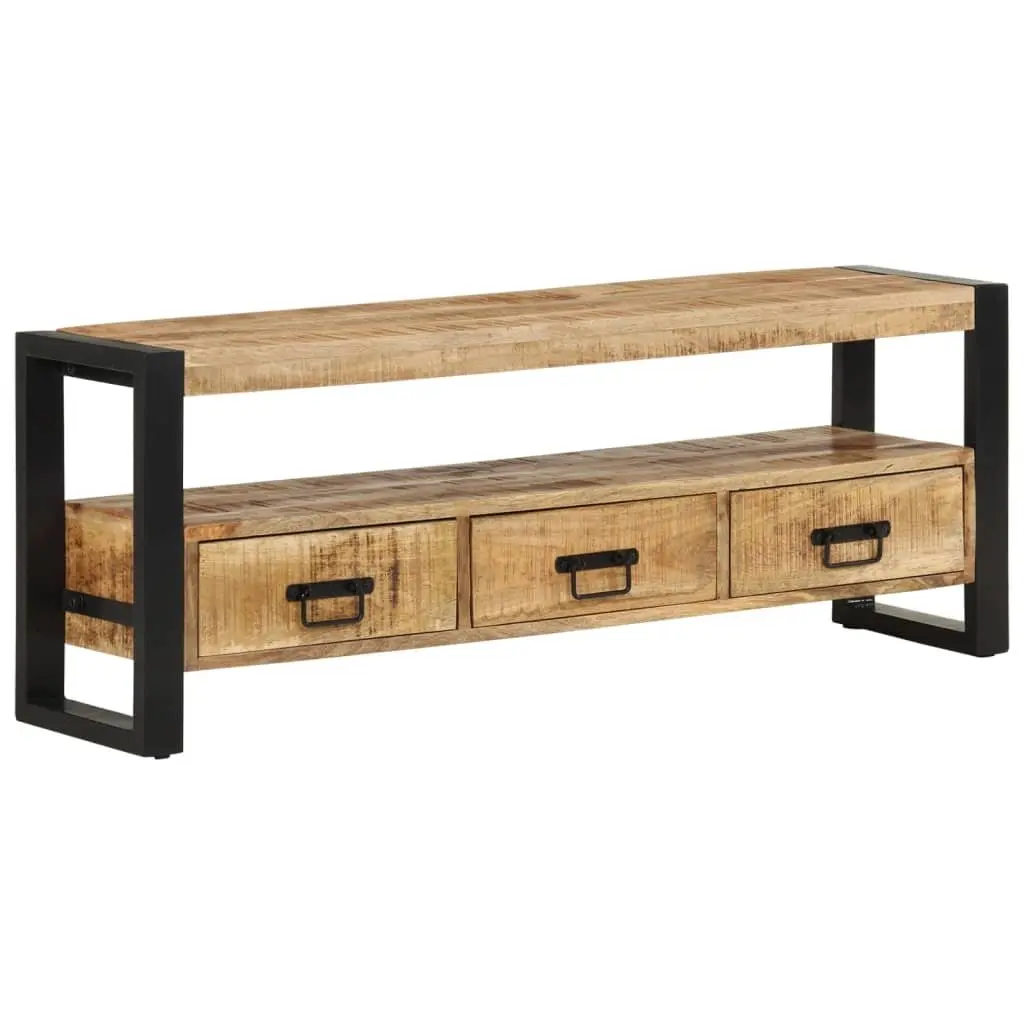 Solid Wood TV Cabinet for Living Room 120x30x45 cm Brown Mango Media Storage Unit with Drawers