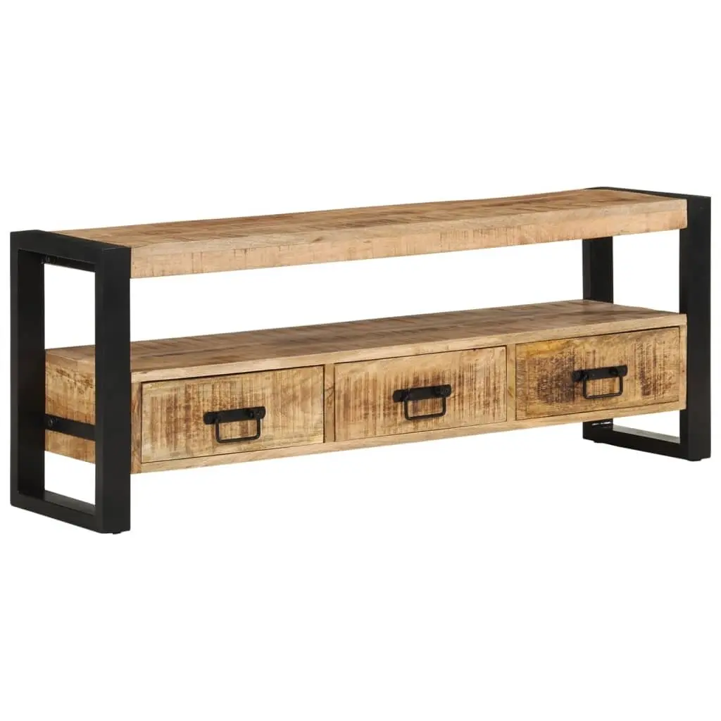 Solid Wood TV Cabinet for Living Room 120x30x45 cm Brown Mango Media Storage Unit with Drawers
