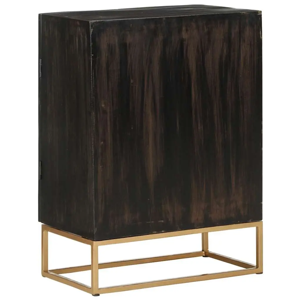 Solid Wood Sideboard Storage Cabinet Black Industrial Design Living Room