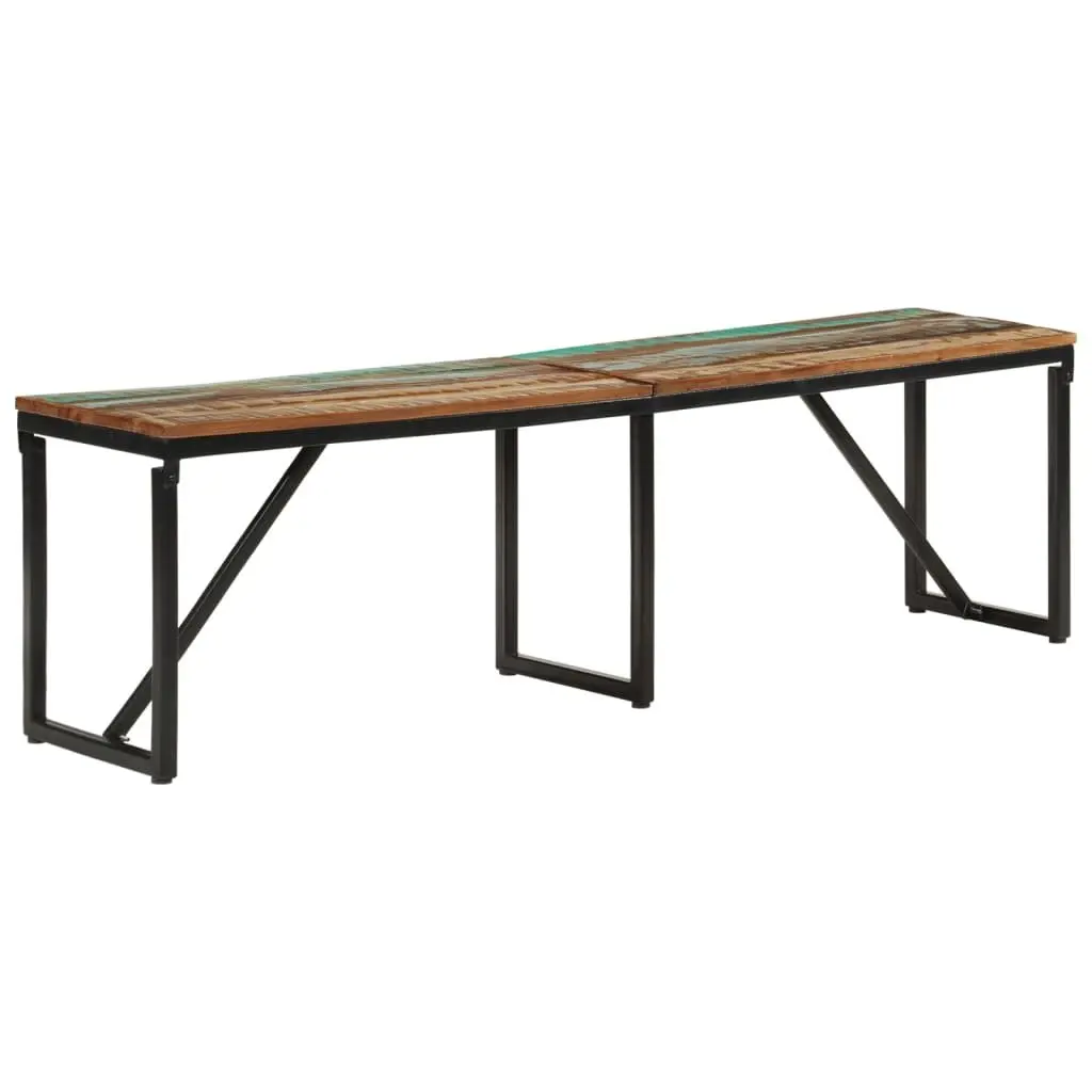 Reclaimed Wood Bench Industrial Entryway Seating 160x35x46 cm