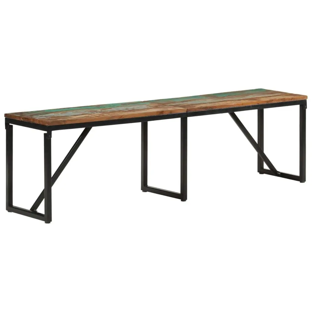 Reclaimed Wood Bench Industrial Entryway Seating 160x35x46 cm