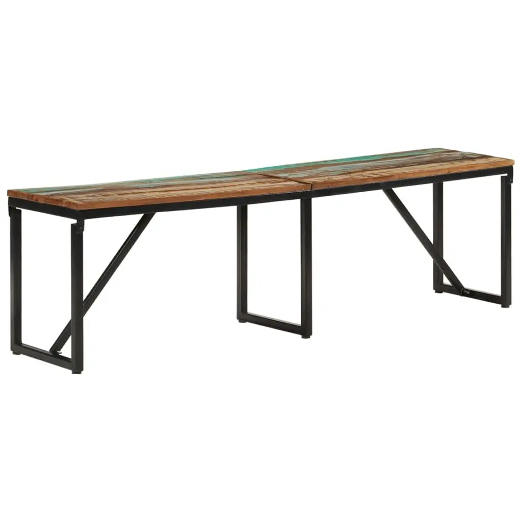 Reclaimed Wood Bench Industrial Entryway Seating 160x35x46 cm