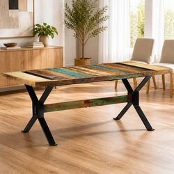 Dining Table 180x90x73cm Solid Reclaimed Wood Kitchen Brown Vintage Furniture