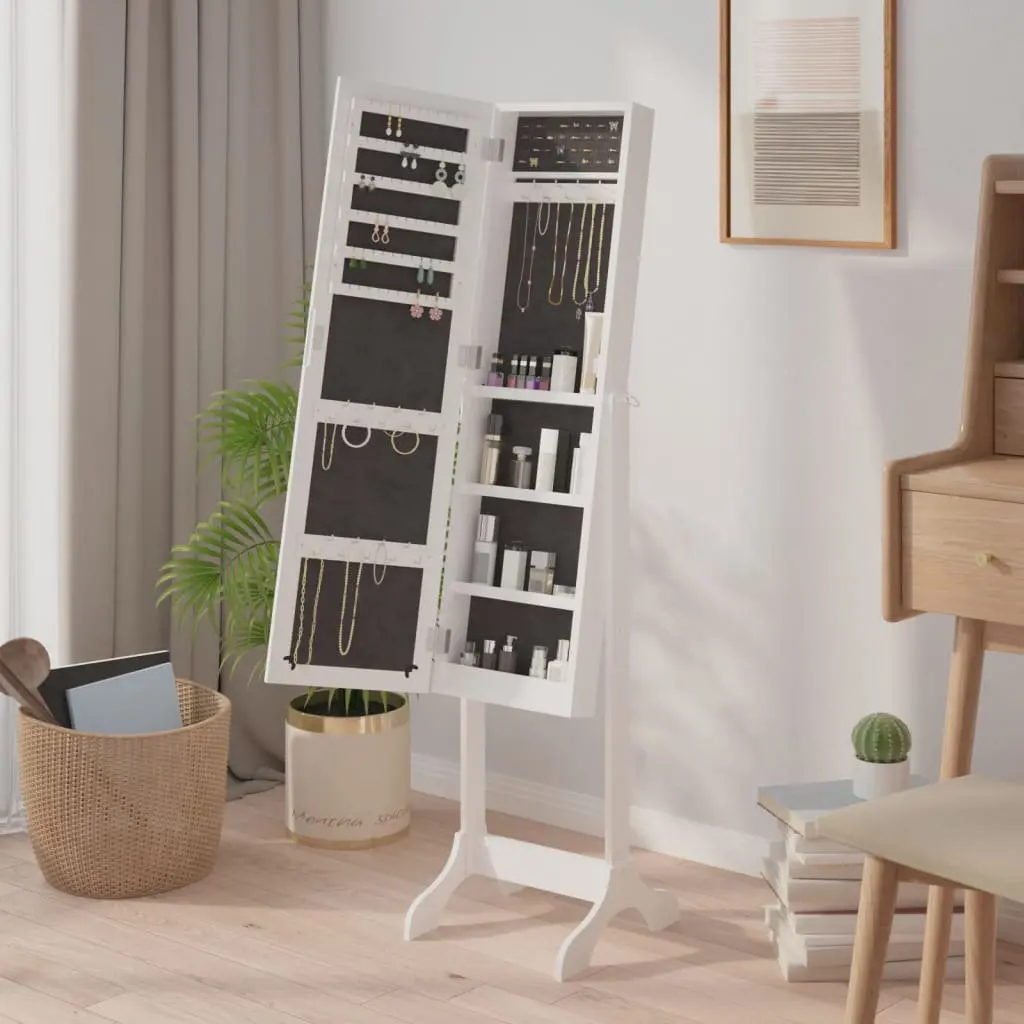 Free-Standing White Floor Mirror