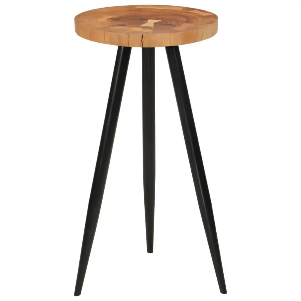 Log Bar Table Kitchen Dining 53 cm Round Solid Wood Acacia Iron Legs