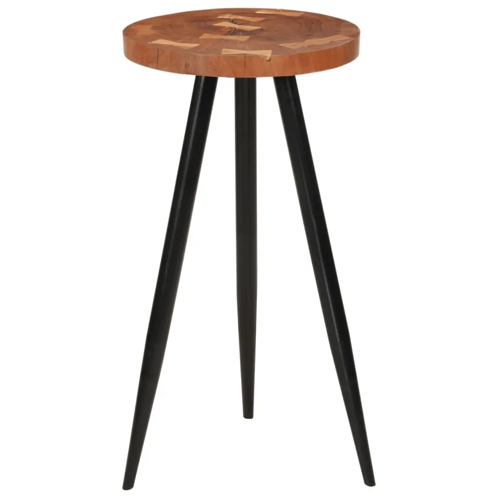 Log Bar Table Kitchen Dining 53 cm Round Solid Wood Acacia Iron Legs