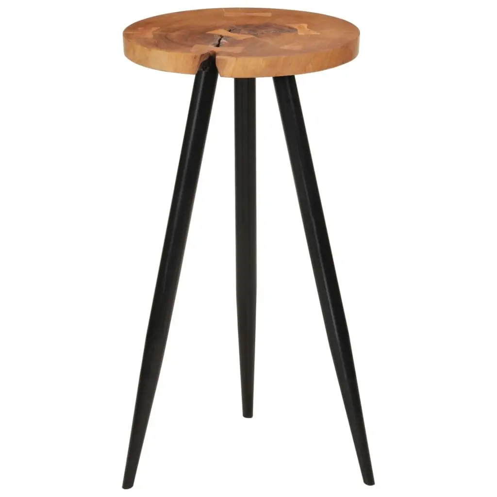Log Bar Table Kitchen Dining 53 cm Round Solid Wood Acacia Iron Legs