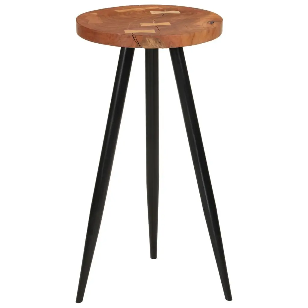 Log Bar Table Kitchen Dining 53 cm Round Solid Wood Acacia Iron Legs