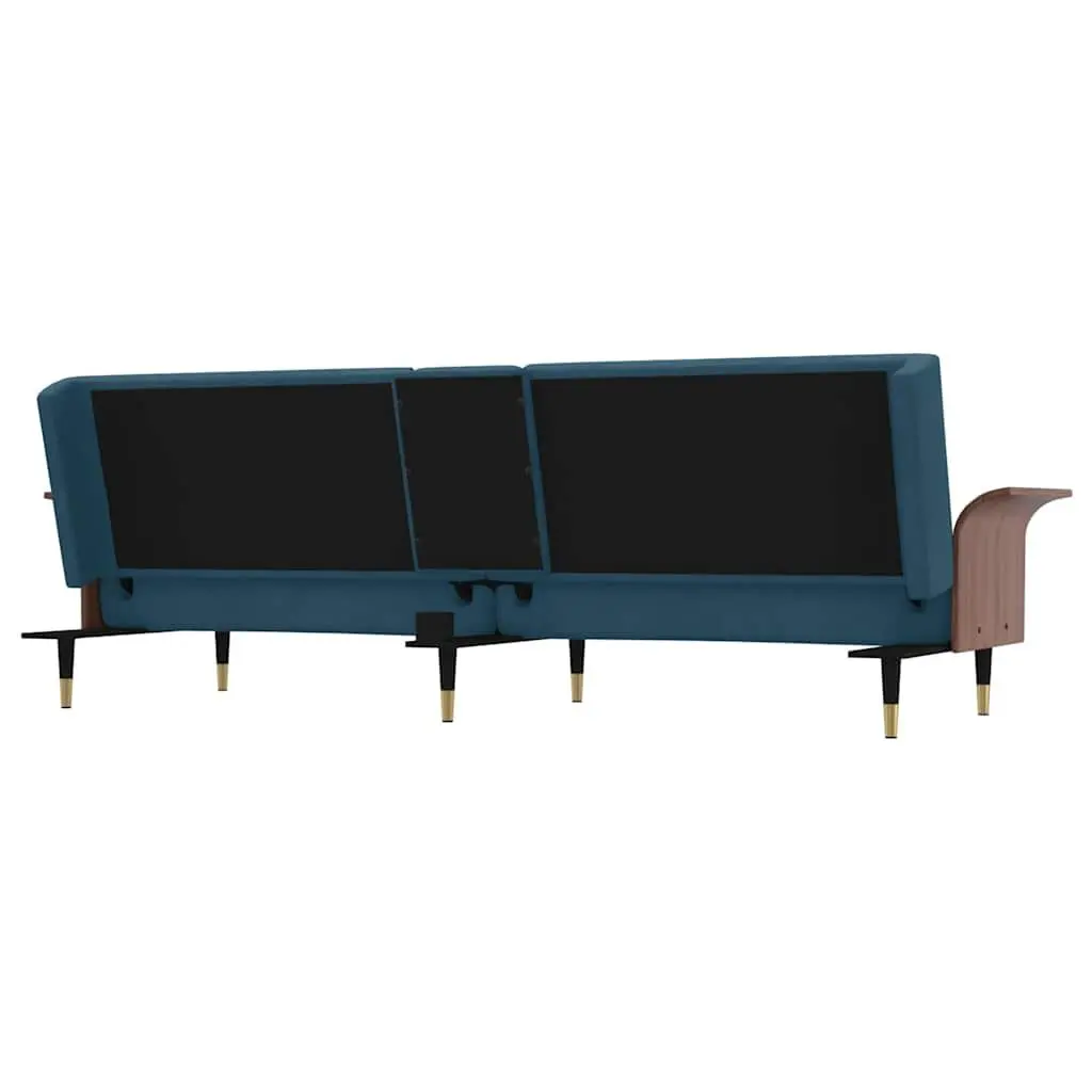 Blue Velvet Sofa Bed with USB Ports