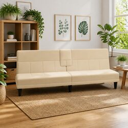 Specifications for Sofa Bed: Cream Fabric, Adjustable Backrest