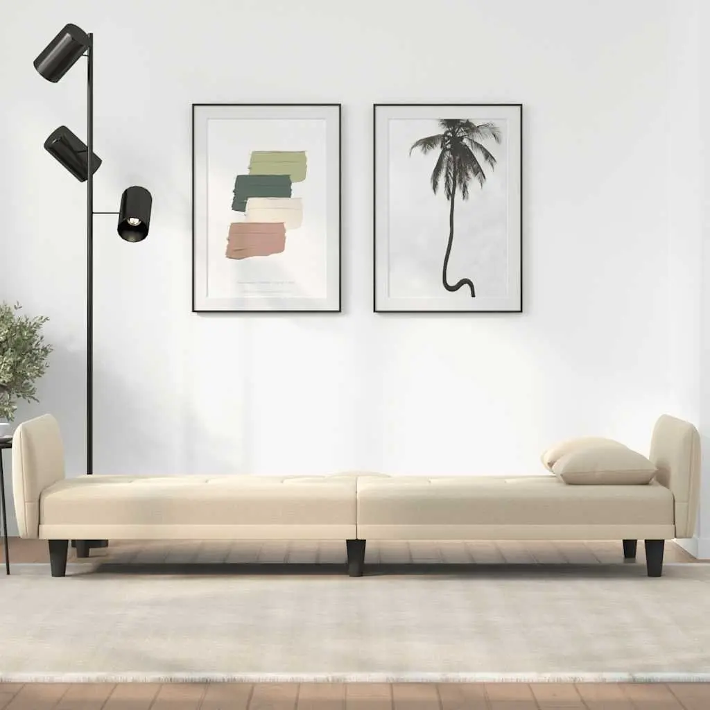 Cream Sofa Bed with 3 Adjustable Positions and 2 USB Ports