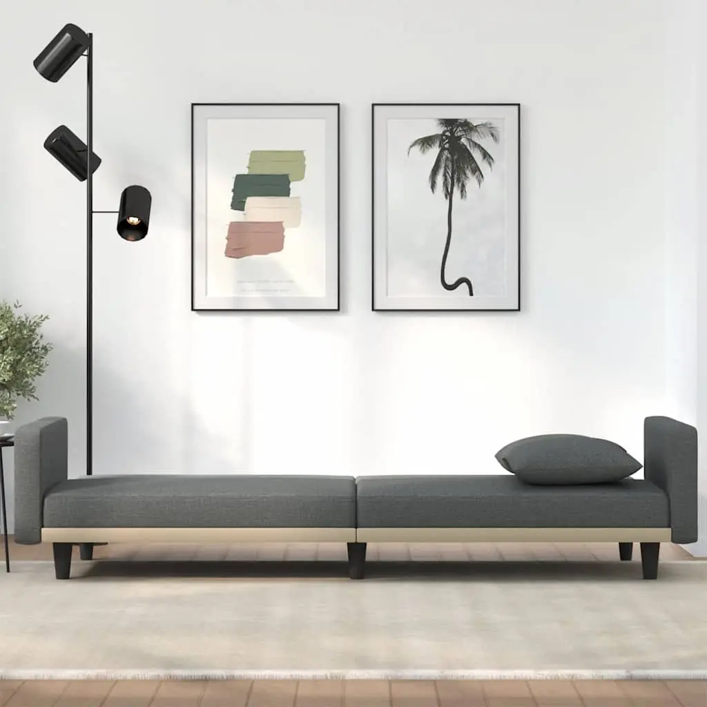 Grey Fabric Sofa Bed with Cushions