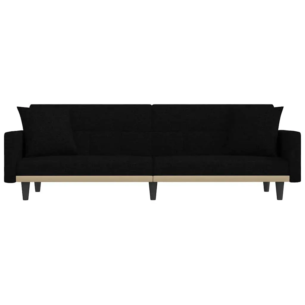 Black Fabric Sofa Bed with Adjustable Backrests
