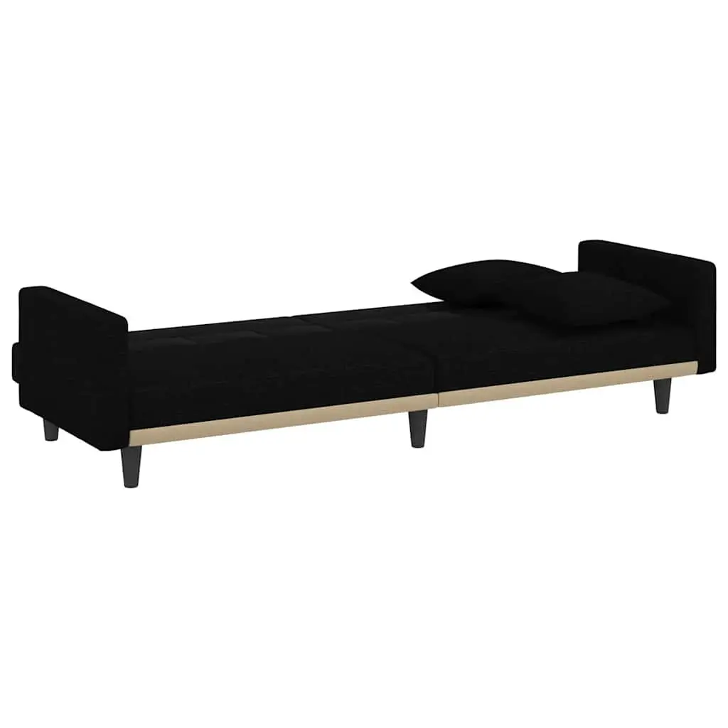 Black Fabric Sofa Bed with Adjustable Backrests