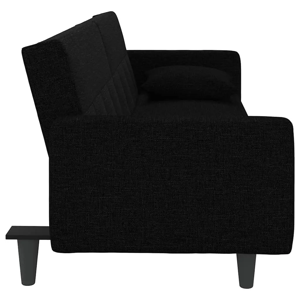 Black Fabric Sofa Bed with Adjustable Backrests