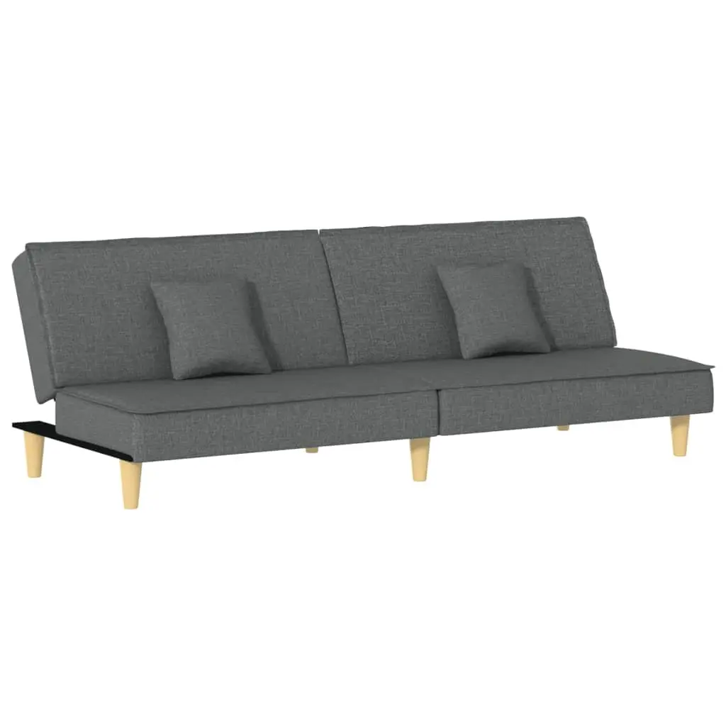Grey Fabric Sofa Bed with Adjustable Backrest and Pillows