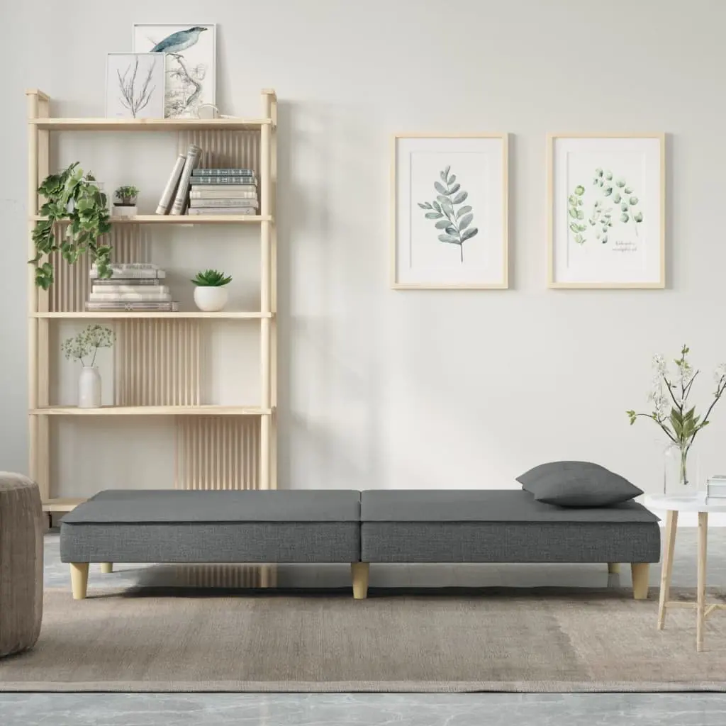 Grey Fabric Sofa Bed with Adjustable Backrest and Pillows