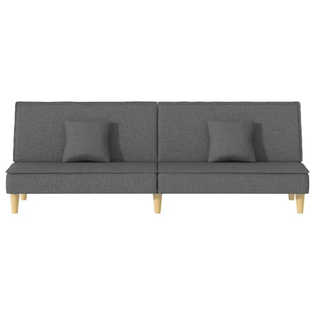 Grey Fabric Sofa Bed with Adjustable Backrest and Pillows