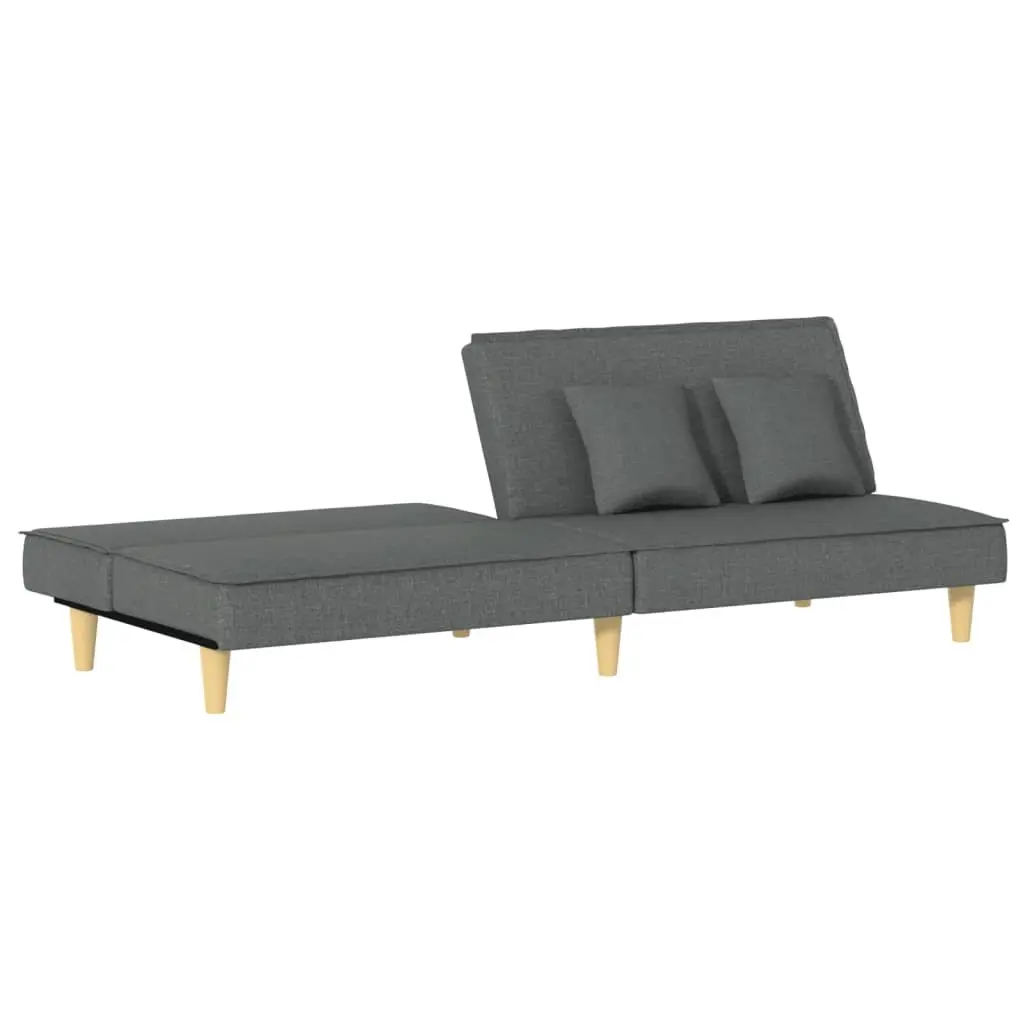 Grey Fabric Sofa Bed with Adjustable Backrest and Pillows