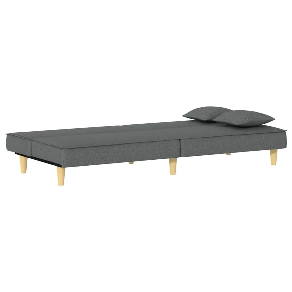 Grey Fabric Sofa Bed with Adjustable Backrest and Pillows