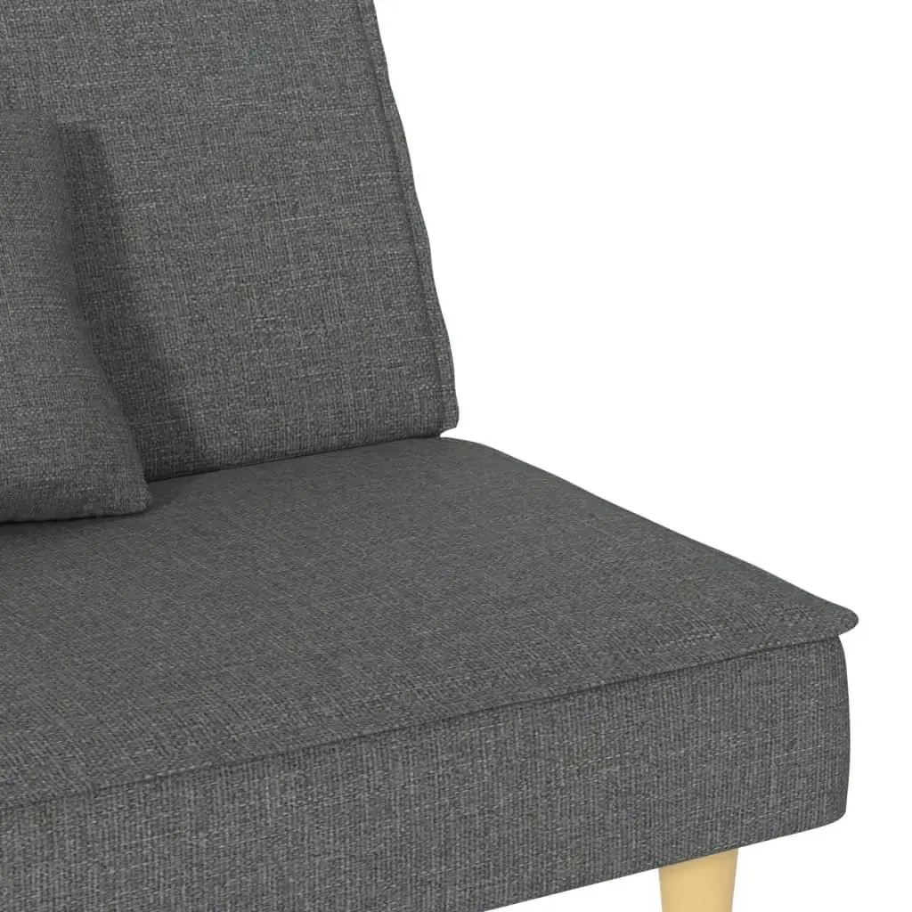 Grey Fabric Sofa Bed with Adjustable Backrest and Pillows