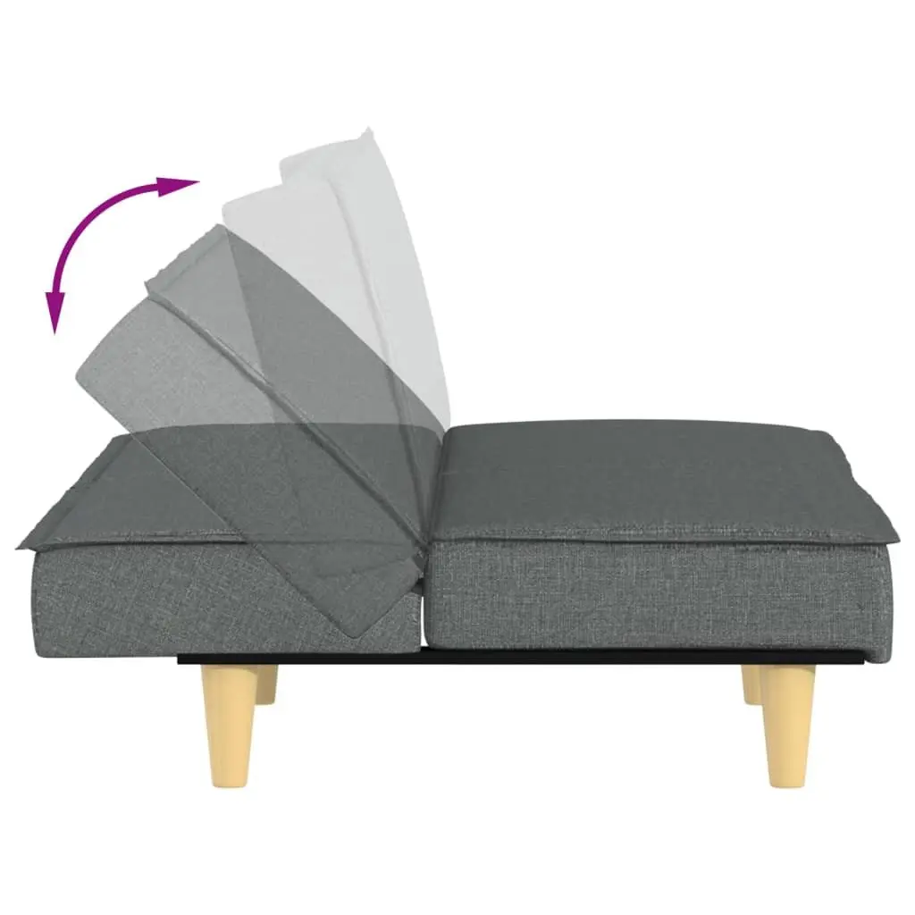 Grey Fabric Sofa Bed with Adjustable Backrest and Pillows