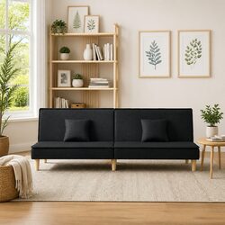 Sofa Bed Dimensions and Features: Adjustable Black Couch