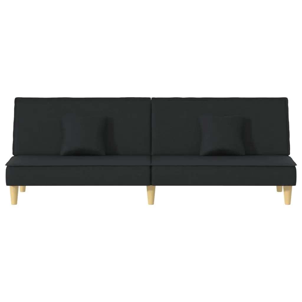 Sofa Bed Black Fabric Adjustable Backrest Sleeper Couch Guest Bedroom Furniture