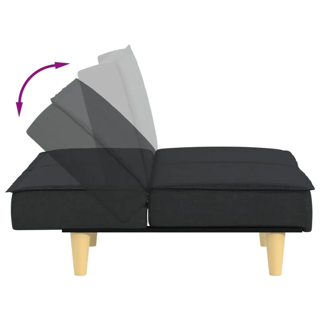 Sofa Bed Black Fabric Adjustable Backrest Sleeper Couch Guest Bedroom Furniture