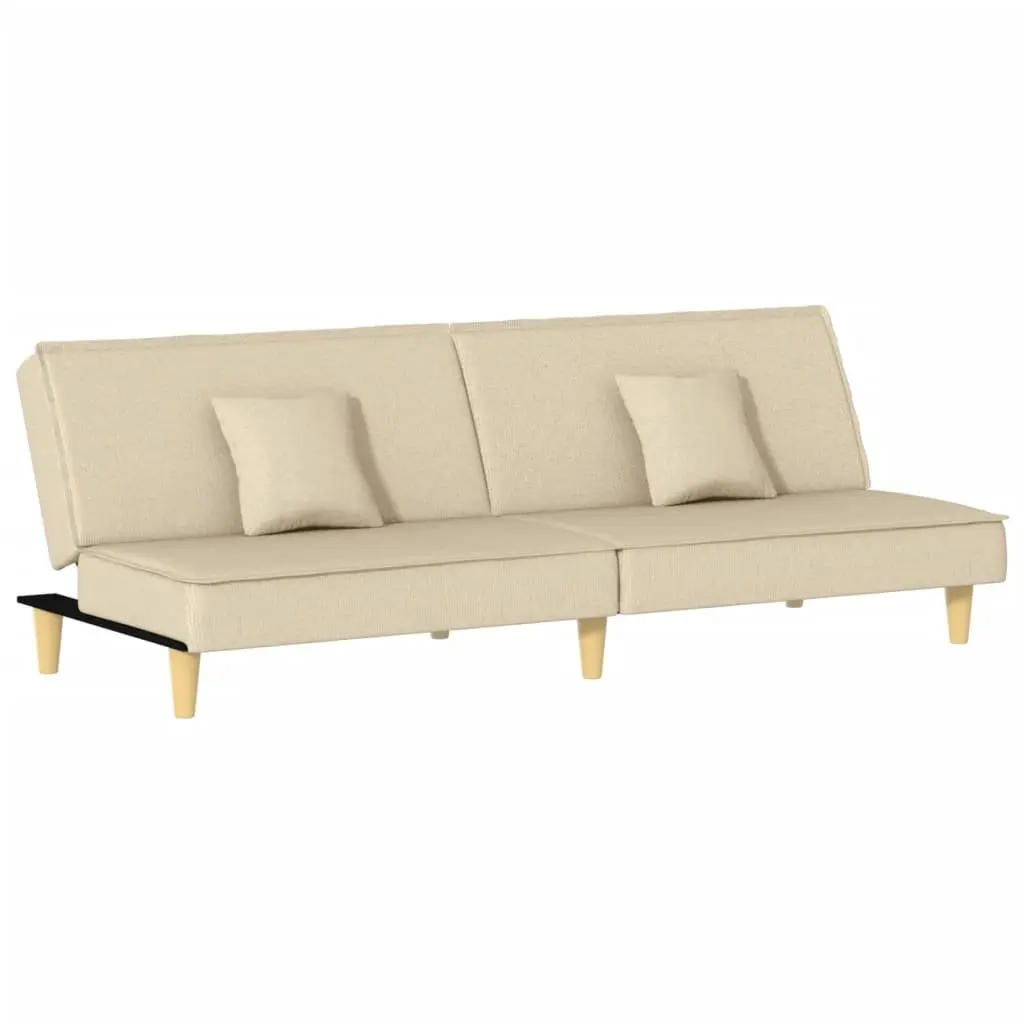 Sofa Bed Cream Fabric Adjustable Backrest Sleeper Couch Guest Bedroom