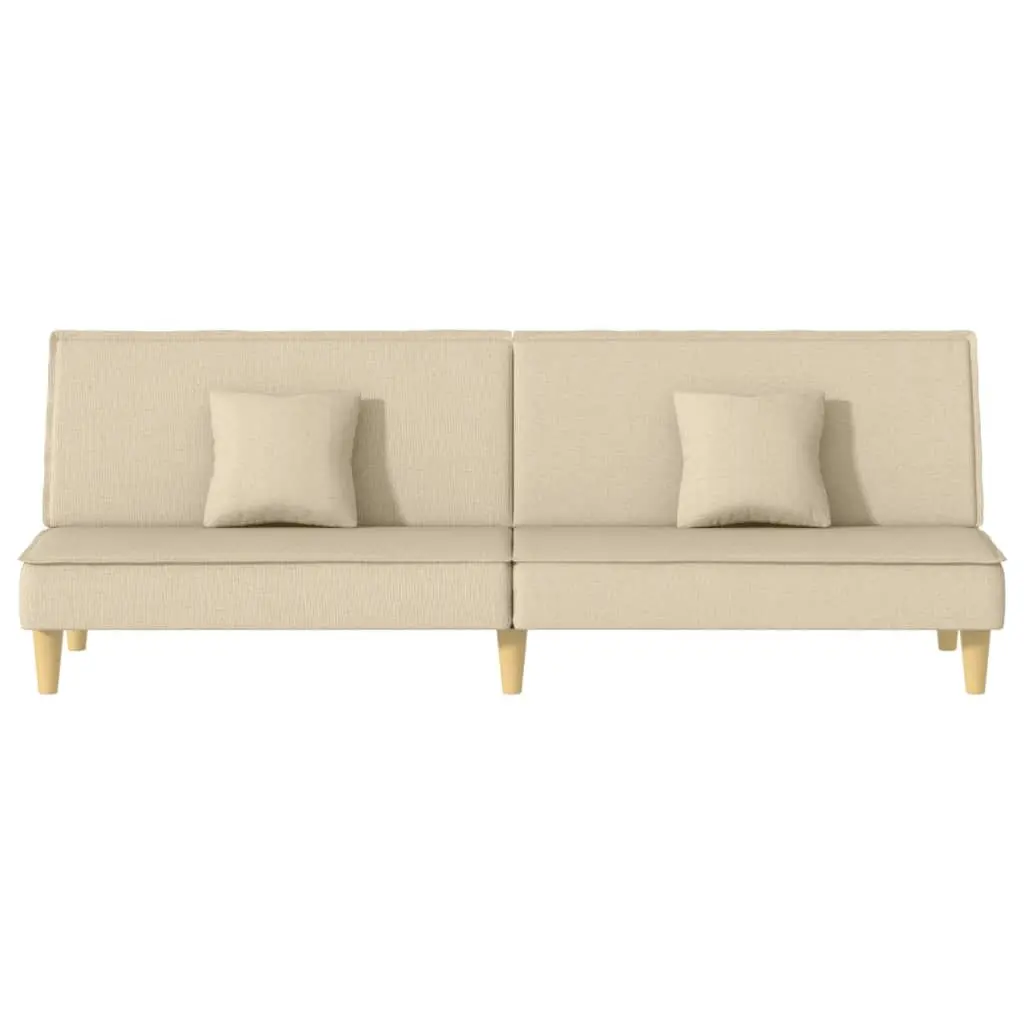 Sofa Bed Cream Fabric Adjustable Backrest Sleeper Couch Guest Bedroom