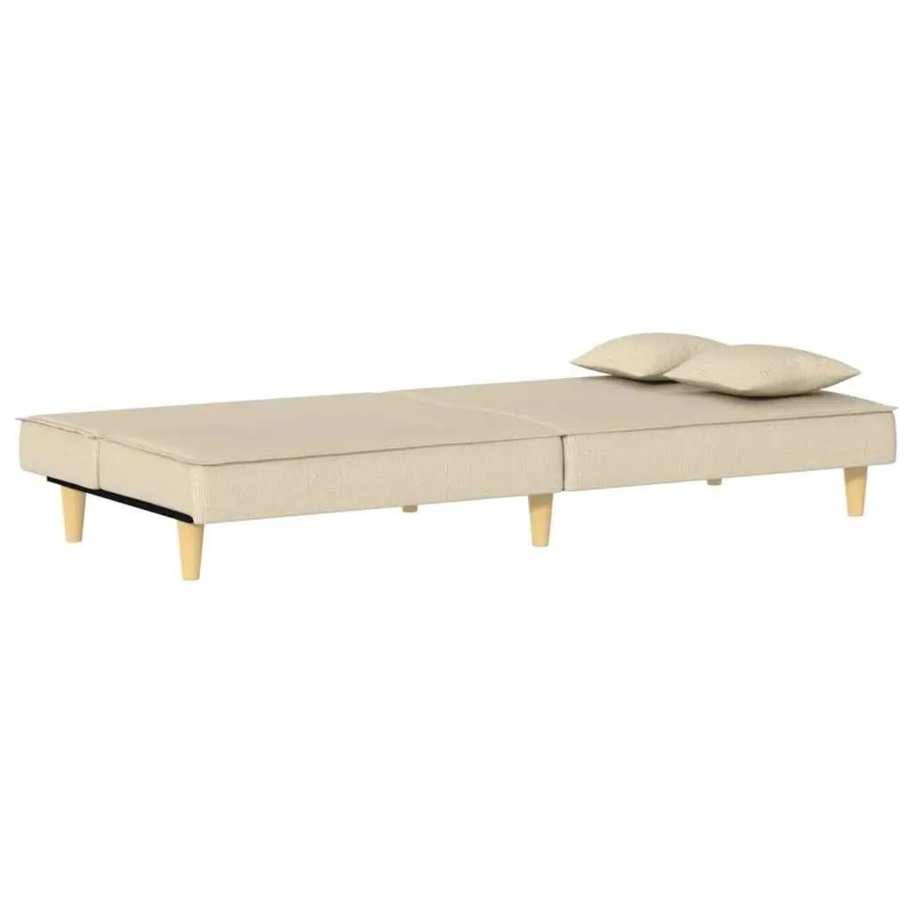 Sofa Bed Cream Fabric Adjustable Backrest Sleeper Couch Guest Bedroom