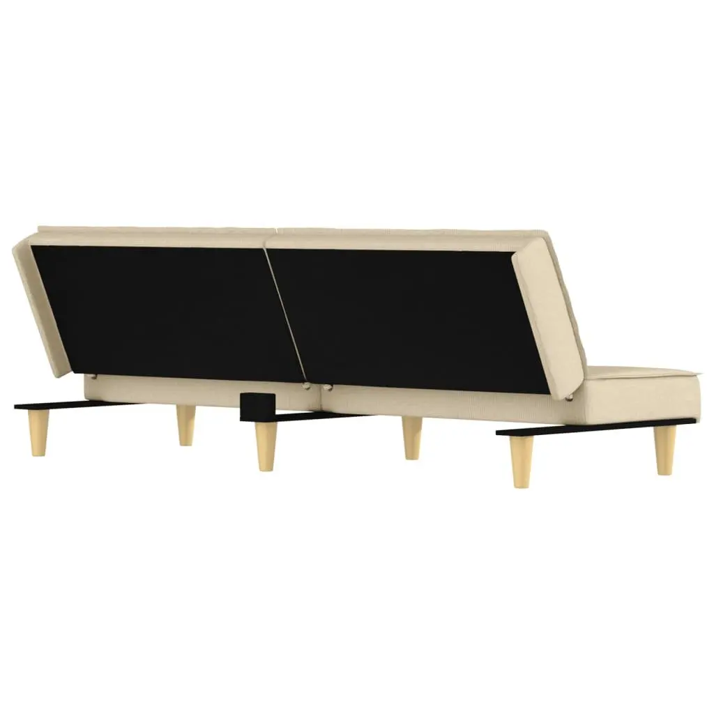 Sofa Bed Cream Fabric Adjustable Backrest Sleeper Couch Guest Bedroom