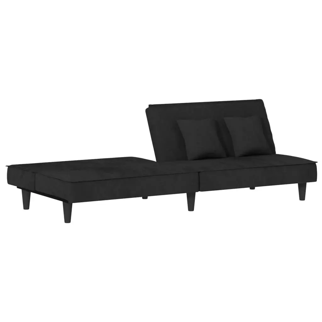 Black Velvet Adjustable Backrest Sofa Bed with Pillows