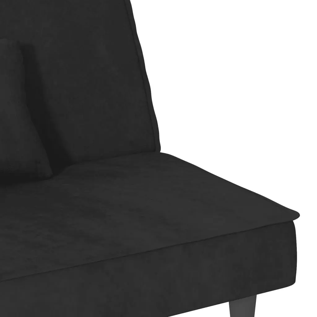 Black Velvet Adjustable Backrest Sofa Bed with Pillows