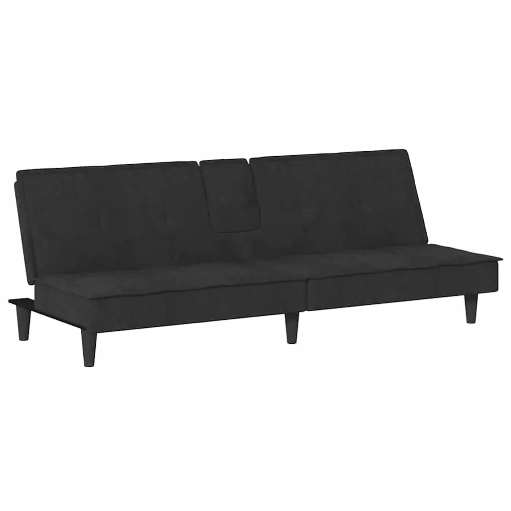 Sofa Bed for Living Room Black Velvet Adjustable Backrest