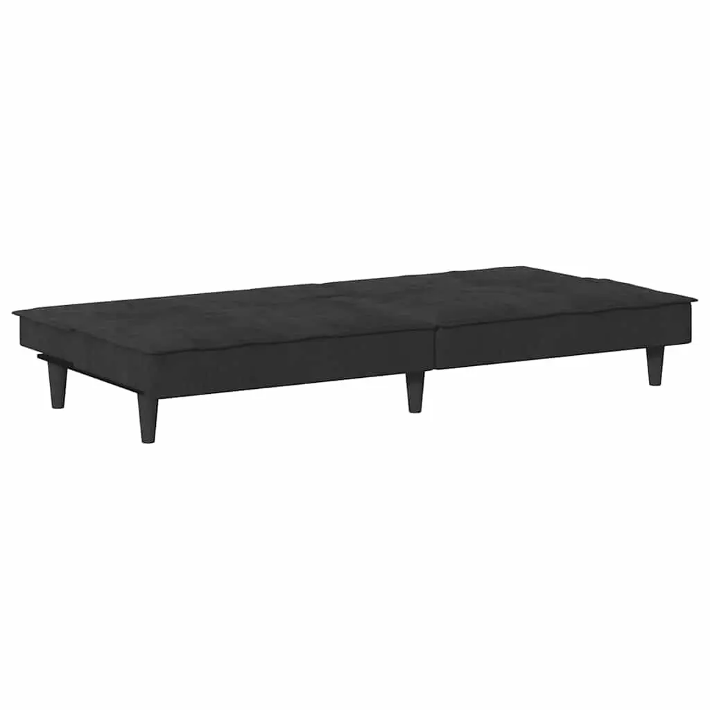 Sofa Bed for Living Room Black Velvet Adjustable Backrest