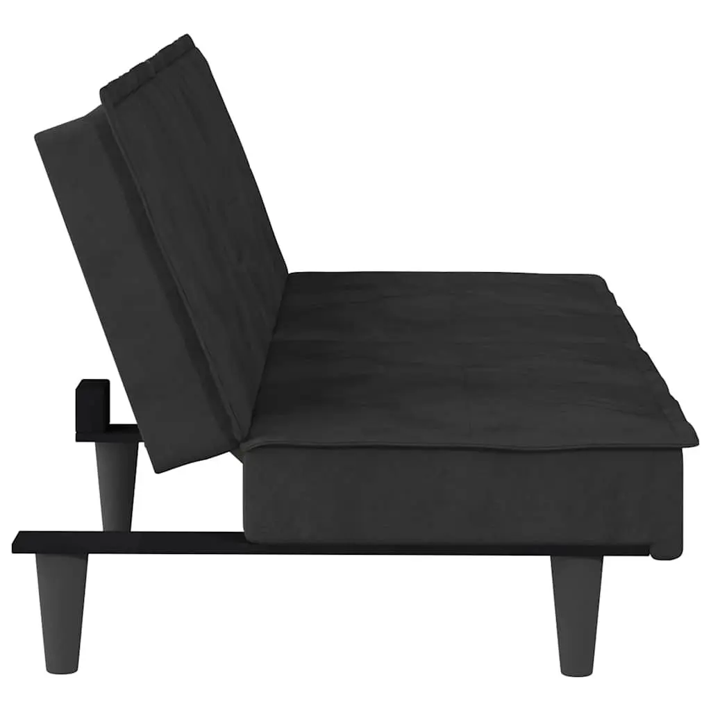 Sofa Bed for Living Room Black Velvet Adjustable Backrest