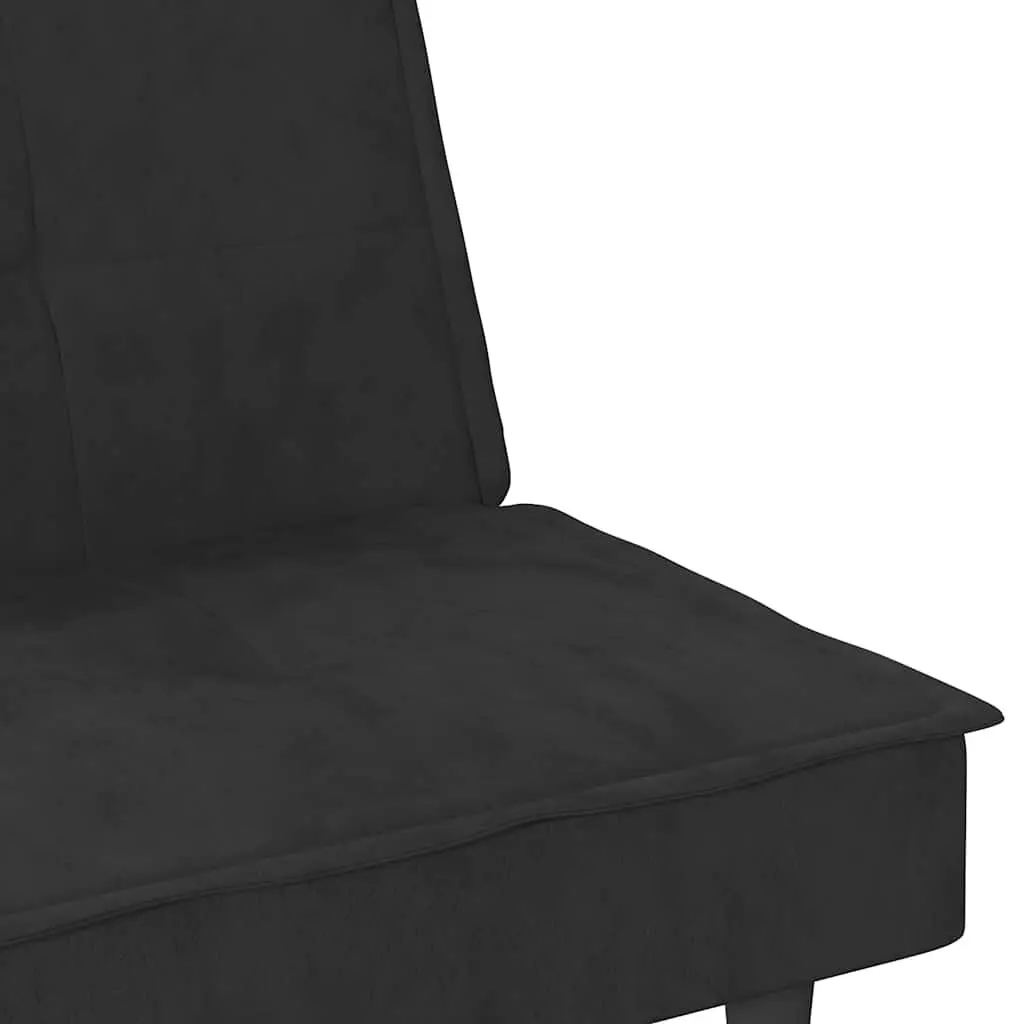 Sofa Bed for Living Room Black Velvet Adjustable Backrest